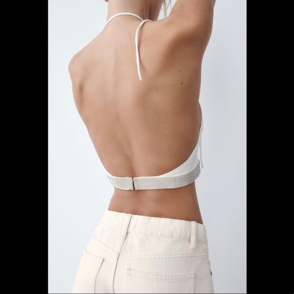 ZARA Shimmery rhinestones crop top - Picture 6 of 9